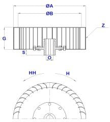 ÇAP 315 BOY 118 DELİK 28 mm SOL YÖN RADYAL FAN PERVANESİ